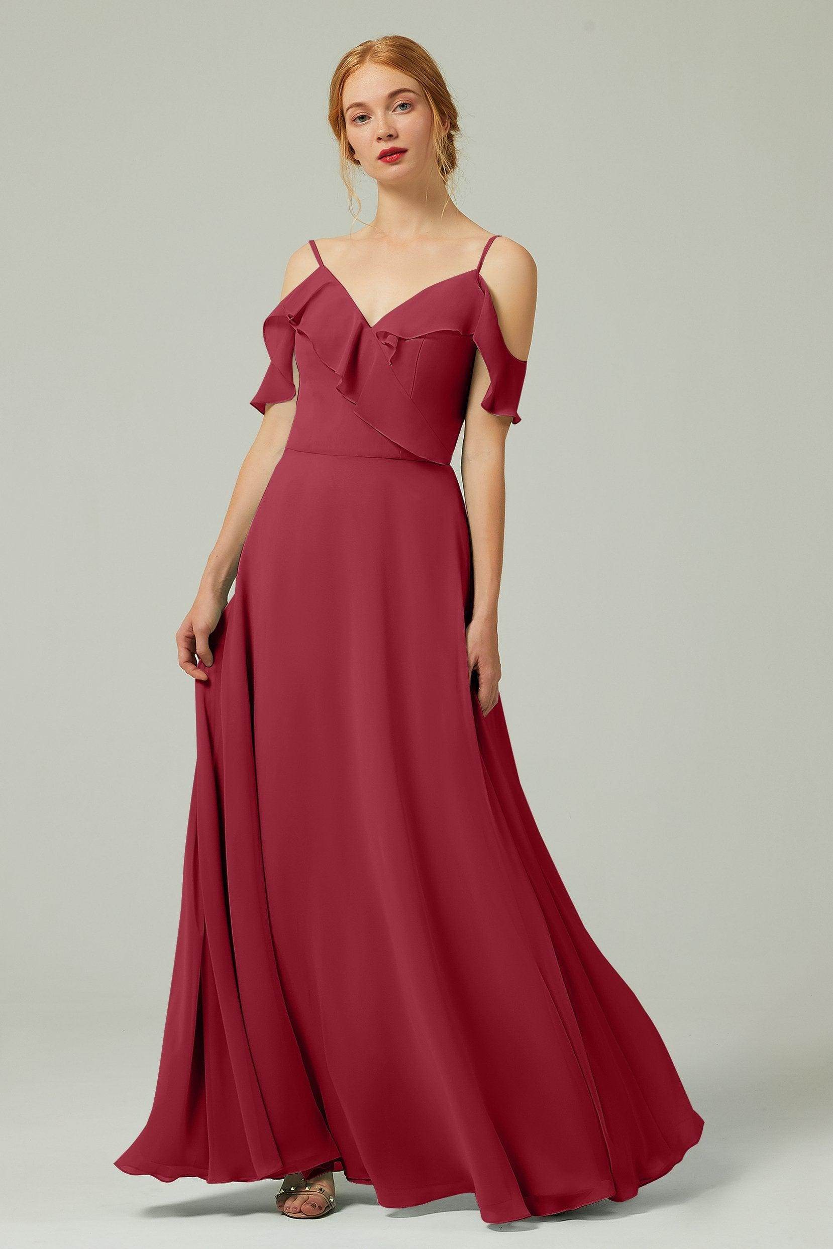 A-Line Floor Length Chiffon Bridesmaid Dress CB0326 - COCOMELODY